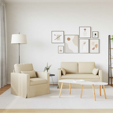 Bankstel 2 pcs Cr&egrave;me 139 x 78 x 80 cm Stof 3