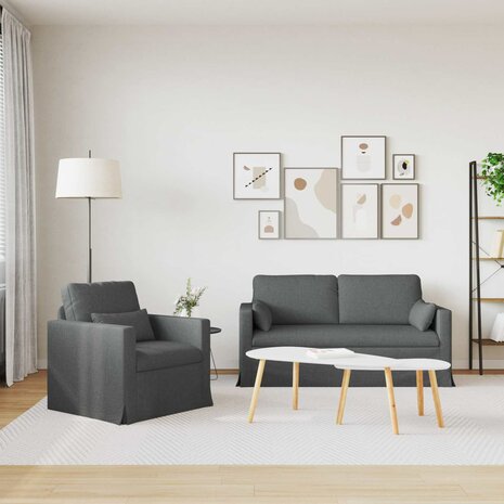 Bankstel 2 pcs Donkergrijs 158 x 78 x 80 cm Stof 3