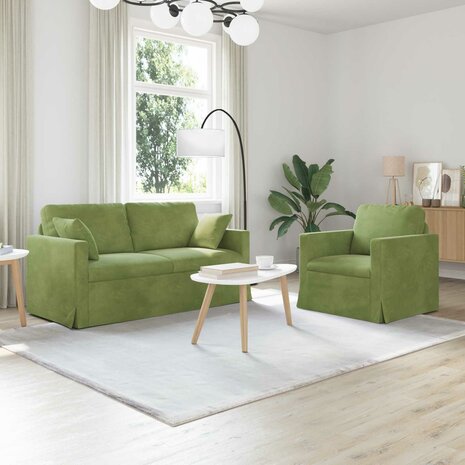 Bankstel 2 pcs Lichtgroen 158 x 78 x 80 cm Fluweel 1