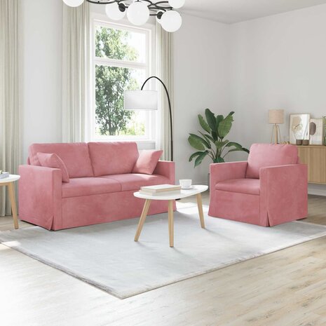 Bankstel 2 pcs Roze 158 x 78 x 80 cm Fluweel 1