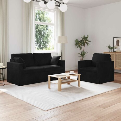 Bankstel 2 pcs Zwart 158 x 78 x 80 cm Fluweel 1