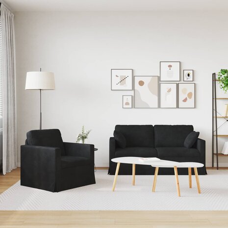 Bankstel 2 pcs Zwart 158 x 78 x 80 cm Fluweel 3