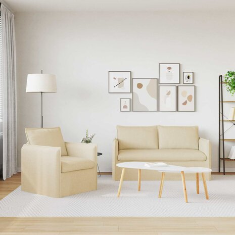 Bankstel 2 pcs Cr&egrave;me 196 x 82 x 85 cm Stof 3