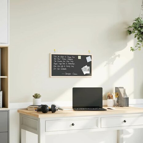 Krijtbord met massief grenenhouten frame zwart 60x30 cm 1