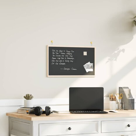 Krijtbord met massief grenenhouten frame zwart 60x40 cm 1