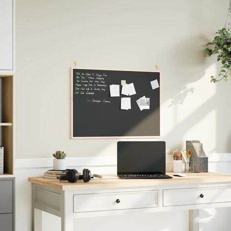 Krijtbord met massief grenenhouten frame zwart 80x55 cm 1