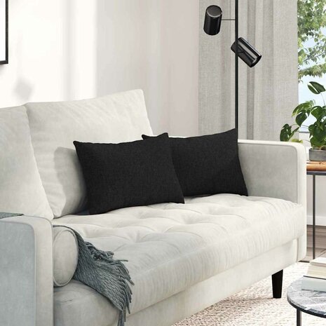 Sofa Kussens 2 pcs Zwart 50 x 30 cm Stof 1