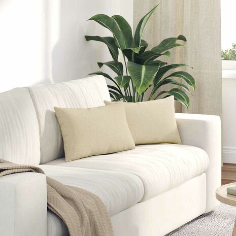 Sofa Kussens 2 pcs Cr&egrave;me 50 x 30 cm Stof 1