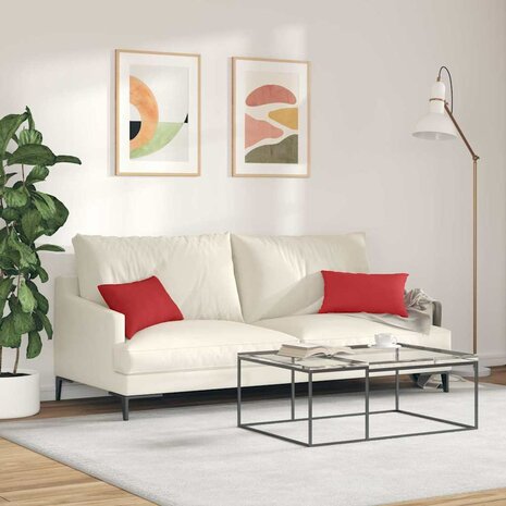 Sofa Kussens 2 pcs Rood 50 x 30 cm Stof 4