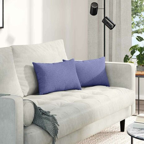 Sofa Kussens 2 pcs Jeans Blauw 50 x 30 cm Stof 1