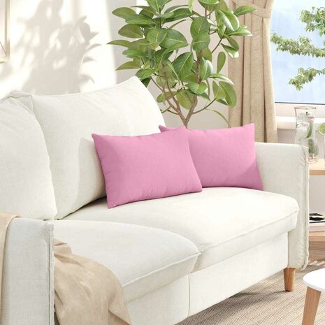 Sofa Kussens 2 pcs Roze 50 x 30 cm Stof 1