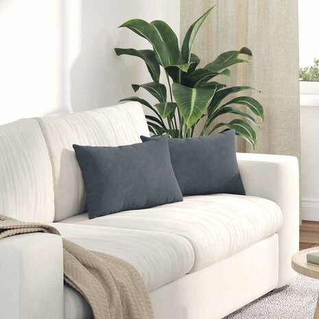 Sofa Kussens 2 stuks Donkergrijs 50 x 30 cm Cordstof 1