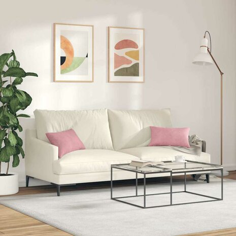 Sofa Kussens 2 stuks Roze 50 x 30 cm Cordstof 4