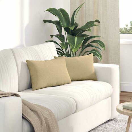Sofa Kussens 2 stuks Grijs groen 50 x 30 cm Cordstof 1