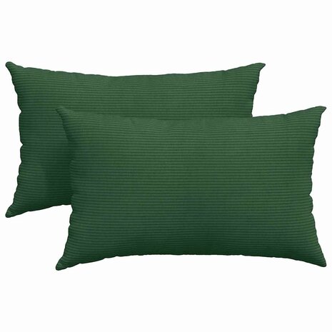Sofa Kussens 2 stuks Donkergroen 50 x 30 cm Cordstof 2