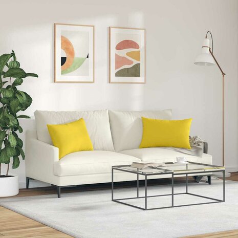 Sofa Kussens 2 pcs Lichtgeel 60 x 40 cm Stof 4