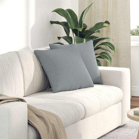 Sofa Kussens 2 pcs Lichtgrijs 45 x 45 cm Stof 1