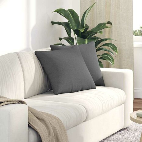 Sofa Kussens 2 pcs Donkergrijs 45 x 45 cm Stof 1