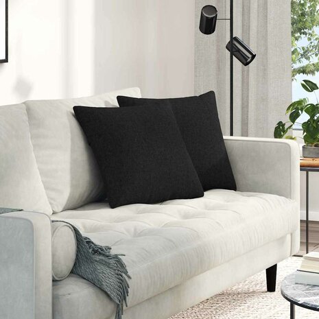 Sofa Kussens 2 pcs Zwart 45 x 45 cm Stof 1