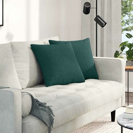 Sofa Kussens 2 pcs Donkergroen 45 x 45 cm Stof 1