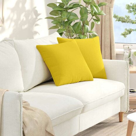 Sofa Kussens 2 pcs Lichtgeel 45 x 45 cm Stof 1