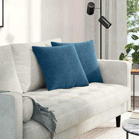 Sofa Kussens 2 stuks Blauw 45 x 45 cm Cordstof 1