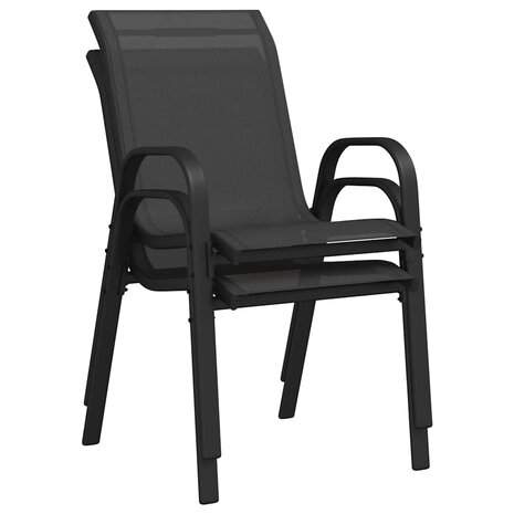 Tuinstoelen stapelbaar 2 st textileen stof zwart 8