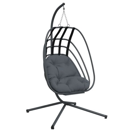 Egg hangstoel met standaard antraciet staal 2