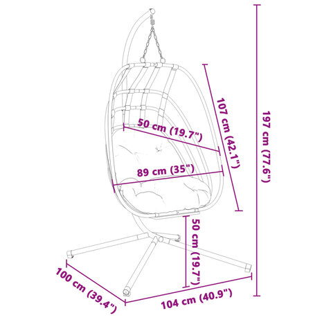Egg hangstoel met standaard antraciet staal 8