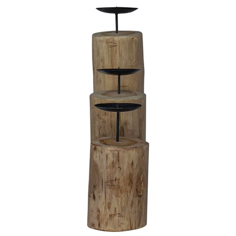 Kaarsenhouder 3 pcs Naturel Massief teakhout 6