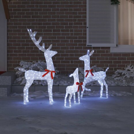 Rendierfamilie met 300 LED 3 pcs Koudwit 68 x 26 x 127 cm Stof 3