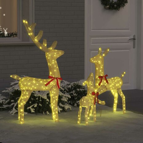 Rendierfamilie met 300 LED 3 pcs Warmwit 68 x 26 x 127 cm Stof 1