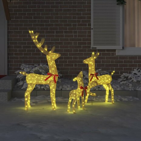 Rendierfamilie met 300 LED 3 pcs Warmwit 68 x 26 x 127 cm Stof 3
