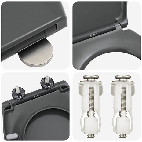 Toiletzitting Antraciet 47 x 37 x 4 cm Duroplast 9
