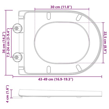 Toiletzitting Antraciet 49 x 36 x 4 cm Duroplast 6
