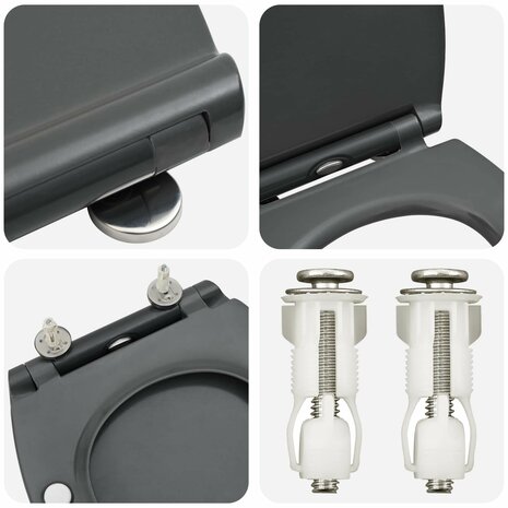 Toiletzitting Antraciet 47 x 37,5 x 3,8 cm Duroplast 7