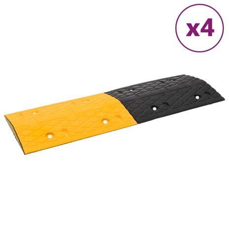 Verkeersdrempels 4 st 97x32,5x4 cm rubber geel en zwart 1