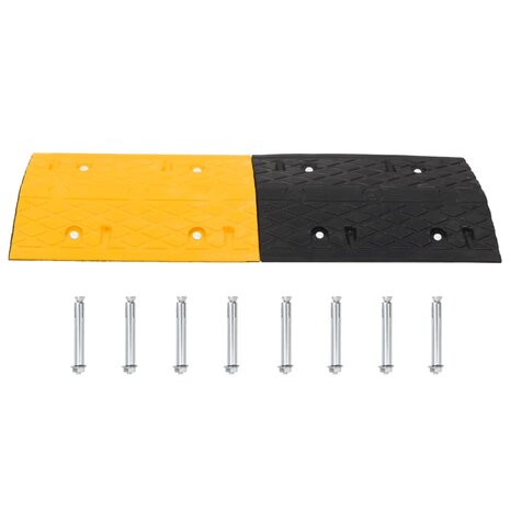 Verkeersdrempels 4 st 97x32,5x4 cm rubber geel en zwart 4