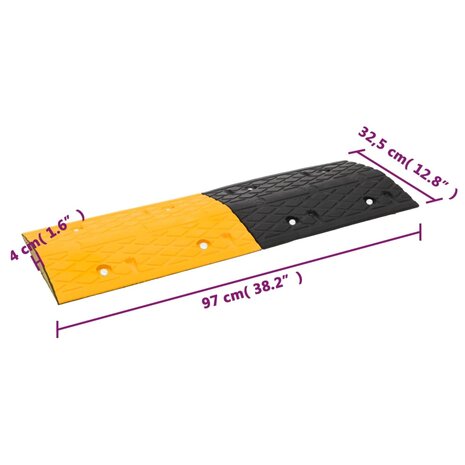 Verkeersdrempels 4 st 97x32,5x4 cm rubber geel en zwart 7