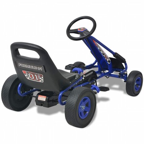 Skelter met pedalen en verstelbare zitting blauw 4