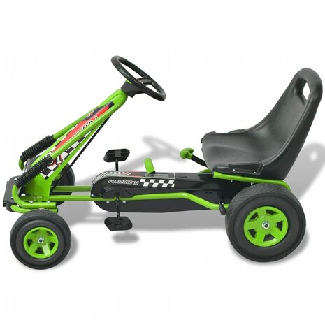 Skelter met pedalen en verstelbare zitting groen 2