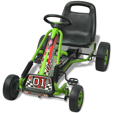 Skelter met pedalen en verstelbare zitting groen 3