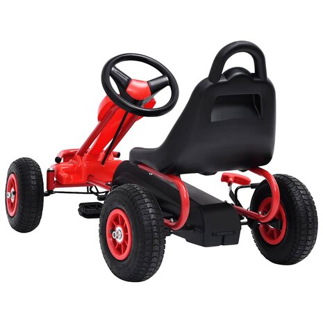 Skelter met pedalen en pneumatische banden rood 4