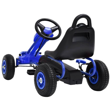 Skelter met pedalen en pneumatische banden blauw 4