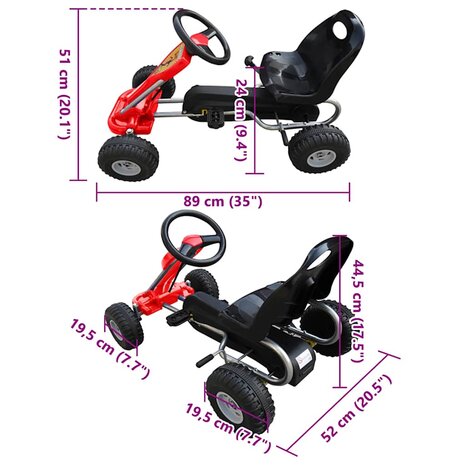 Skelter met pedalen rood 4