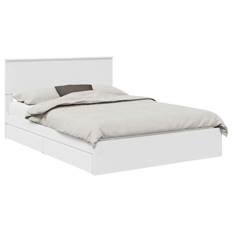 Opslag bed met hoofdeinde Wit 140 x 190 cm Bewerkt hout 2