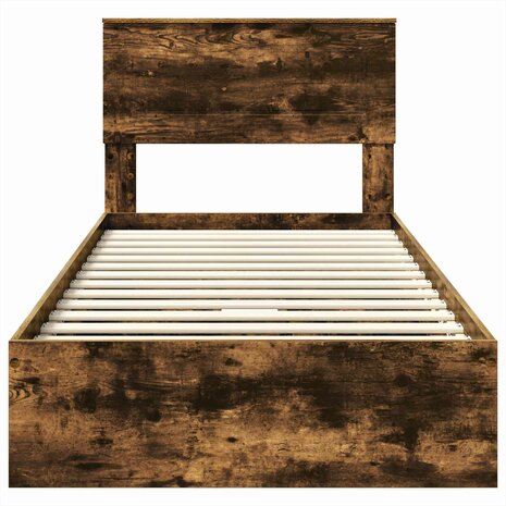Opslag bed met lade Gerookt eiken 90 x 200 cm Bewerkt hout 8