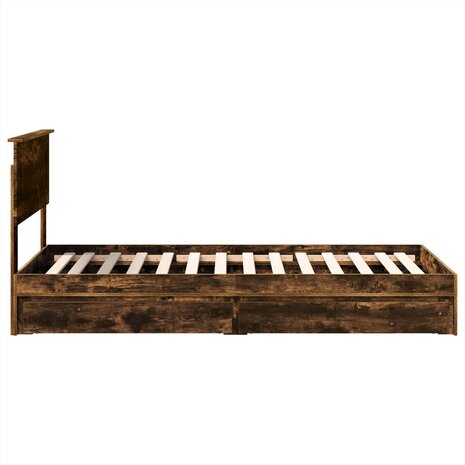 Opslag bed met lade Gerookt eiken 90 x 200 cm Bewerkt hout 9