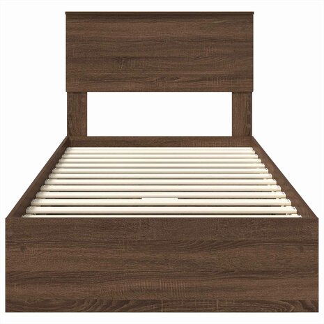 Opslag bed met hoofdeinde Bruin Eiken 75 x 190 cm Bewerkt hout 8