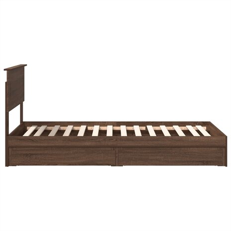 Opslag bed met hoofdeinde Bruin Eiken 75 x 190 cm Bewerkt hout 9